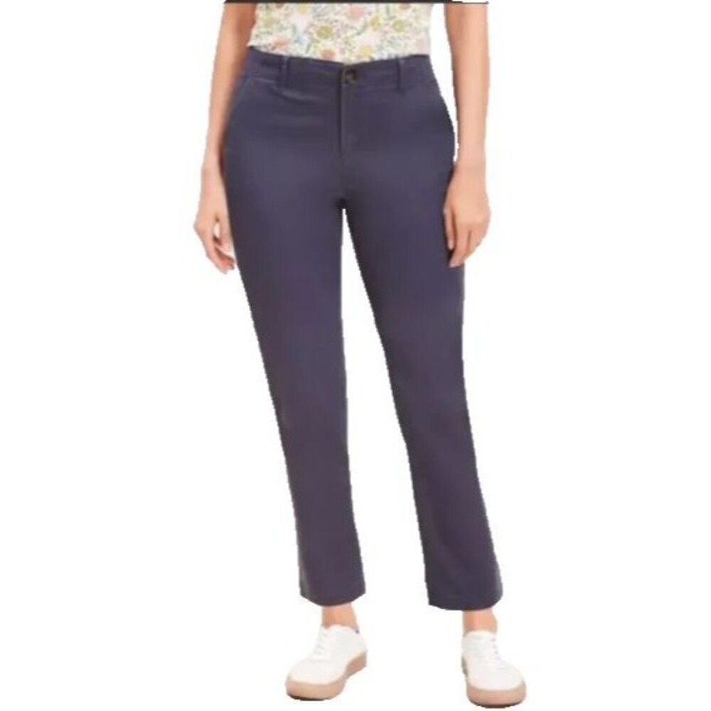 LOFT The Slim Chino Pants Navy Cotton Stretch Ankle Mid-rise NWT Womens Size 4
